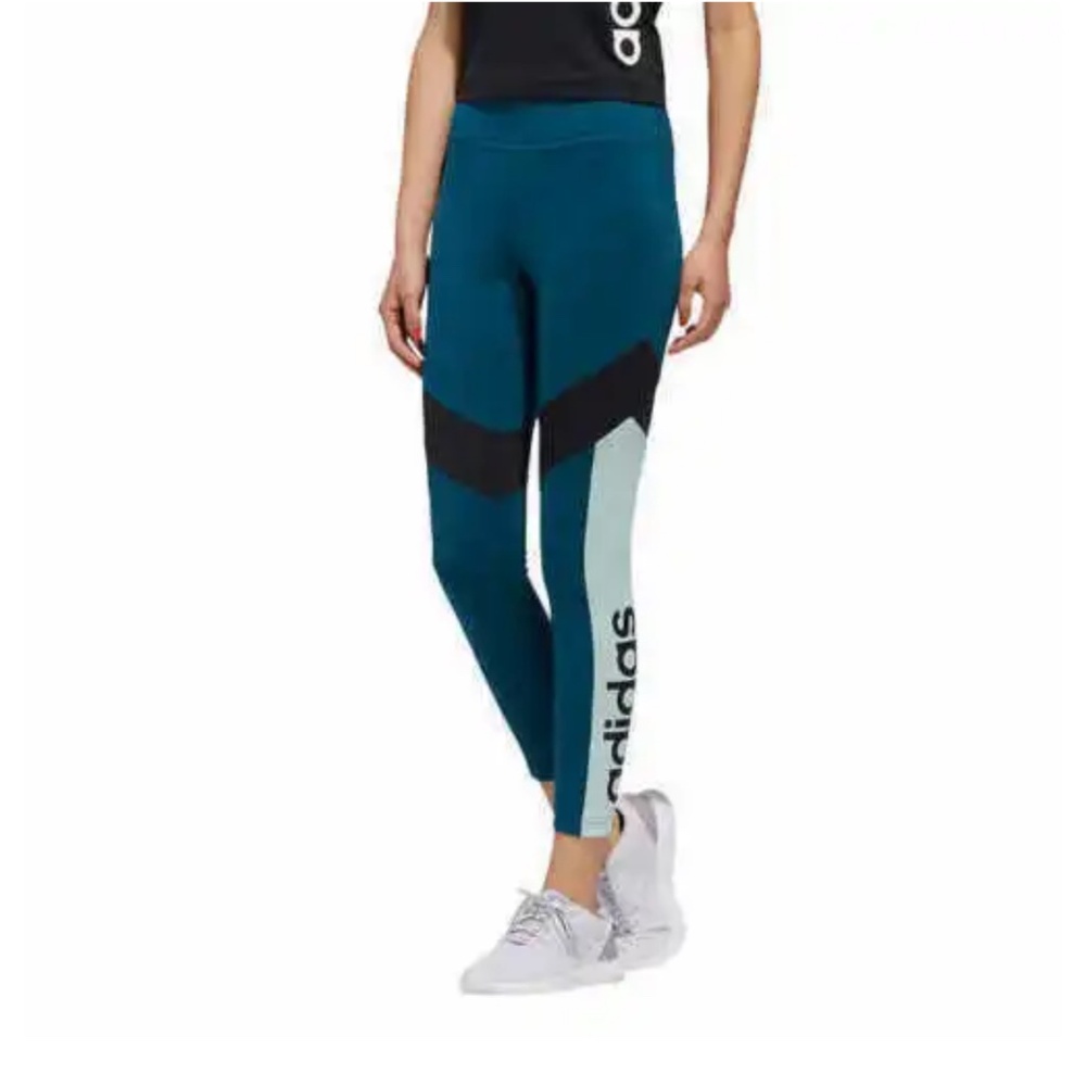 Adidas Women Aeroready Colorblock Legging Tights Adidas Logo Size M